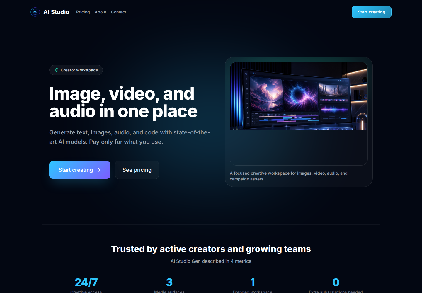 The live AIGenStudio storefront